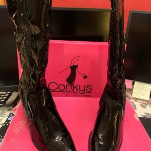 Corky’s Black Patent Leather Boots Size 9